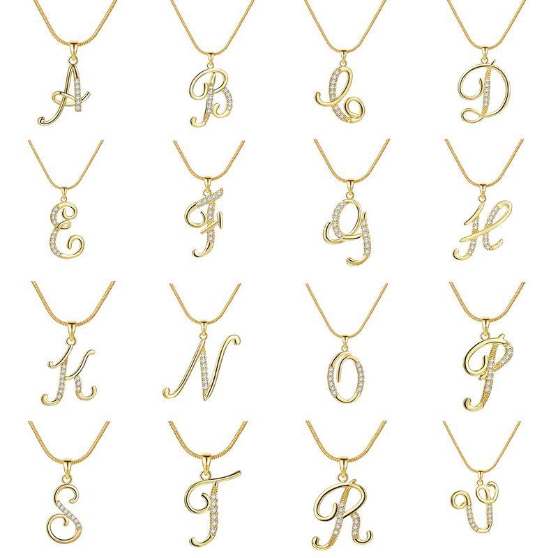 

Europe and America Cross Border 26 Letters Copper Inlaid Zircon Snake Chain Necklace Letter Gold Pendant Creative Minimalist Letters U Single Pendant [Without Chain]