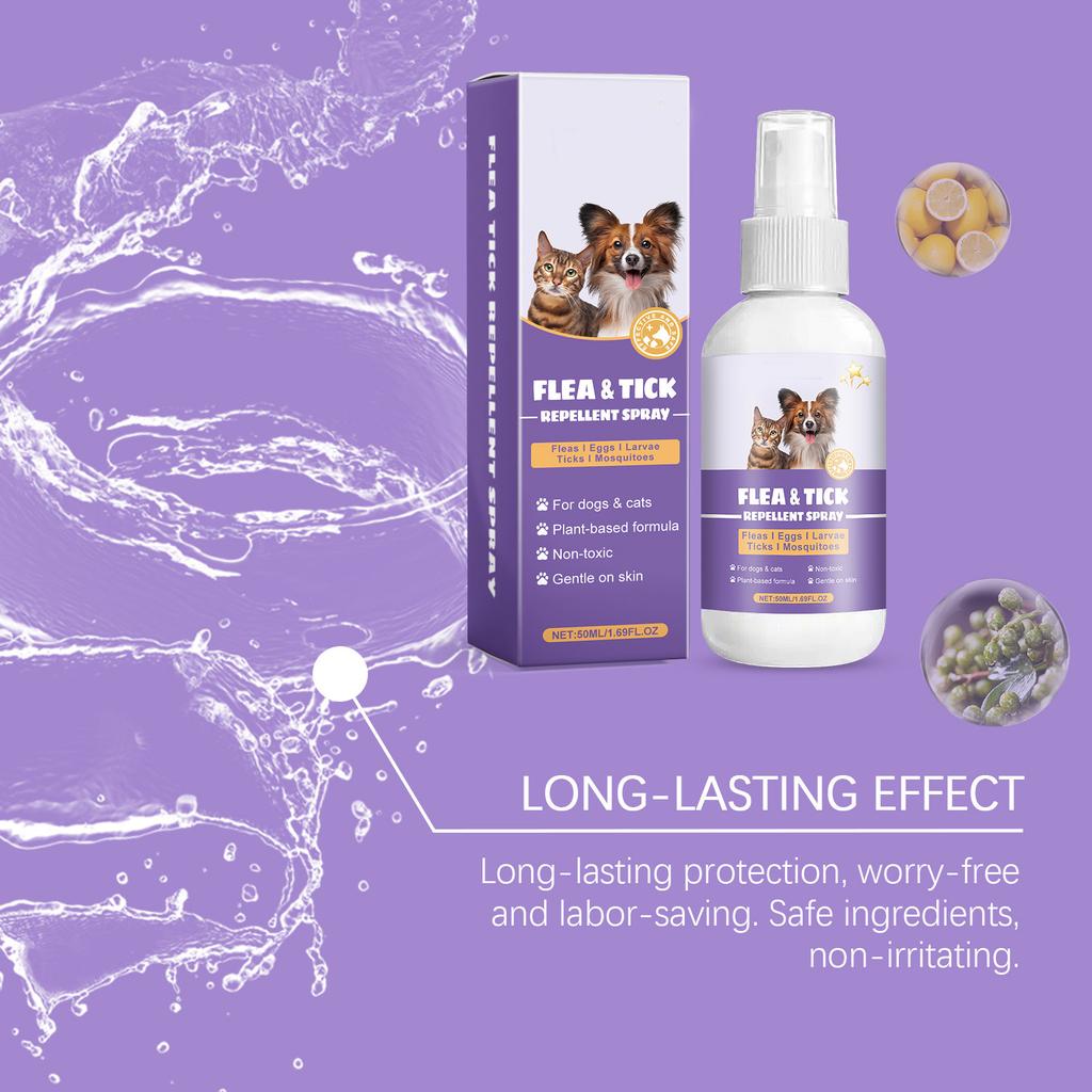 Fleas Ticks Prevent Pet Insecticide for Dog Cat Itching Relieve Pet Insecticide Spray Safe Home Use Flea Treatment 50ml