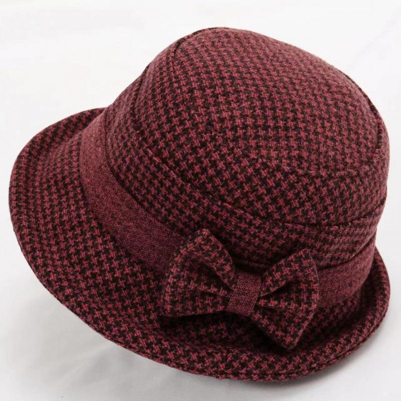 The Elderly Hat Female Grandma Old Lady Autumn and Winter Woolen Warm Cotton Hat Middle-aged and Elderly Mother Foreign Gas Basin Hat Winter Hat