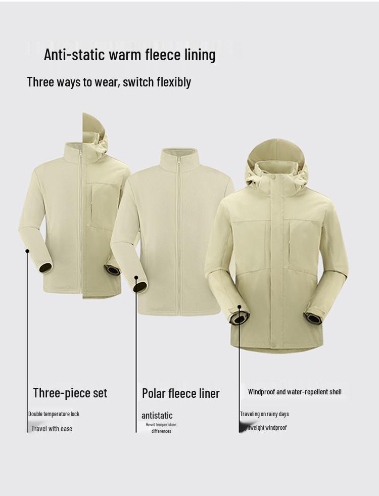 Men's and Women's Three-in-One Waterproof Windbreaker - Oilproof Workwear & DuPont Mountaineering Jacket (Custom Logo Available)