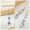 Blue White Porcelain Bead Earrings Round Chinese Style Retro for Women Han Fu Long Earring Pendant Niche Fashion Trend Accessory
