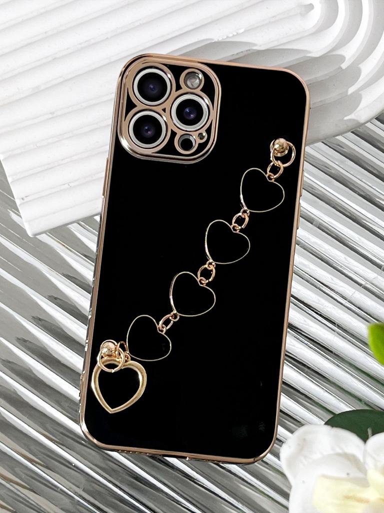 Plating Love Heart Bracelet Chain Phone Case For Samsung Galaxy S26 S2 Ultra S24 S23 FE S22 S21 S20 S10 Plus Back Cover