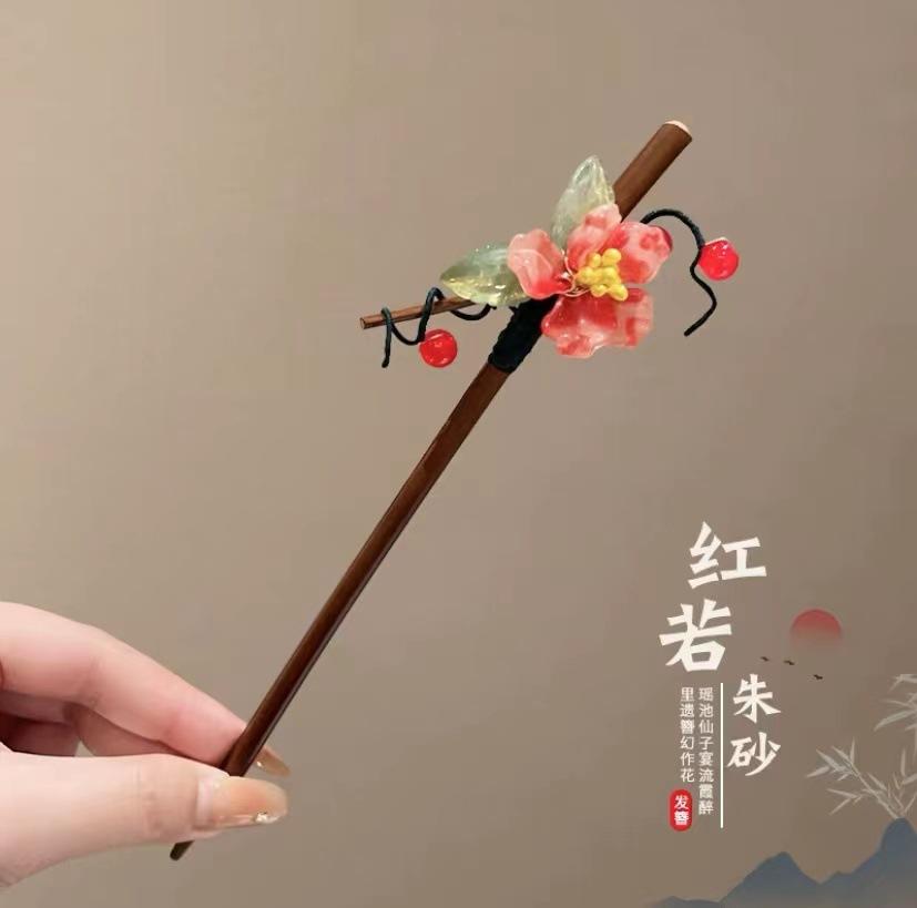 Elegante Bambus-Haarnadel Handgemachter Blumen-Haarstab Für Frauen Mädchen Vintage Chinesischer Stil Hanfu Haaraccessoires Florale Haarspange