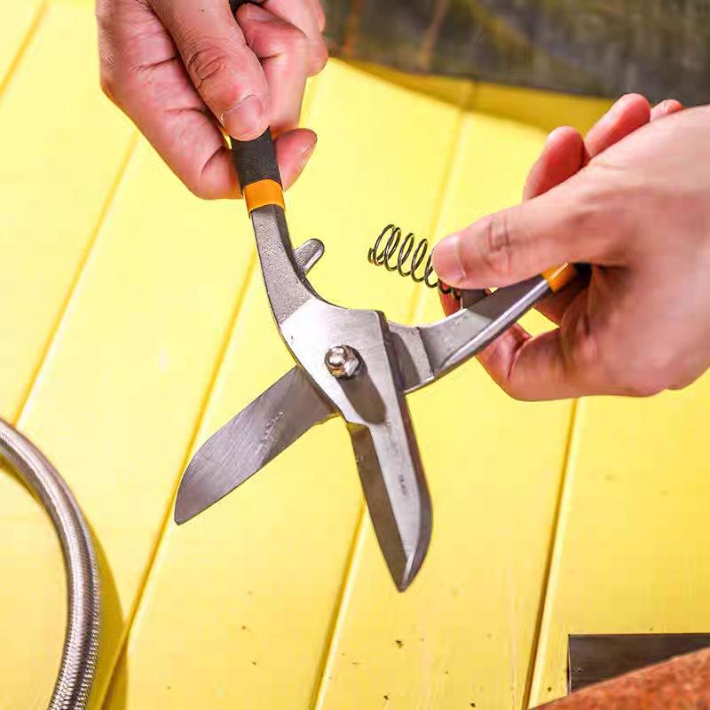 Tin Snips Heavy Duty Aviation Shears with Comfort Grip Handles Premium Metal Cutter for PVC Aluminum Packing Straps Sheet Metal