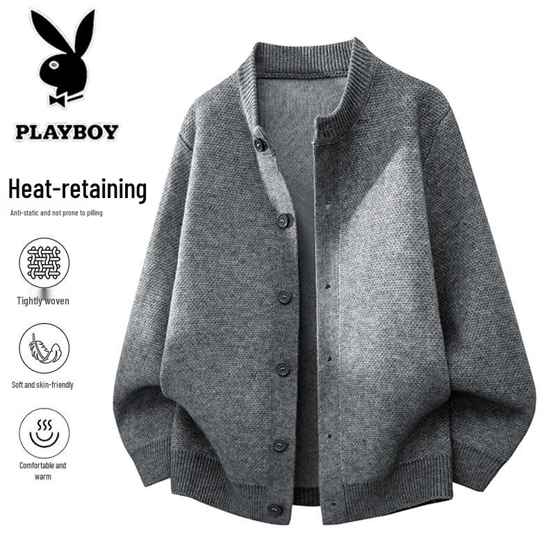PLAYBOY Men's American Retro Loose Fit Cardigan Sweater