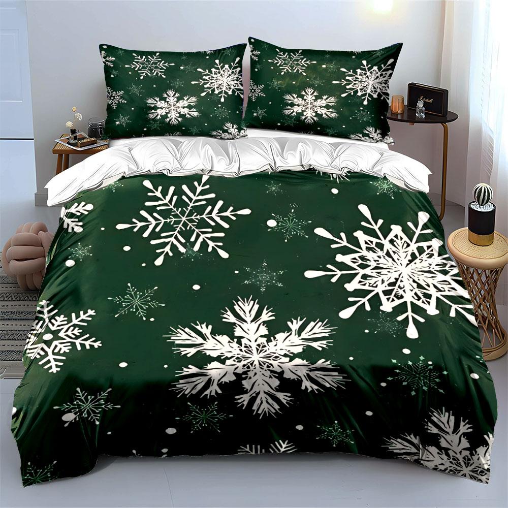 Snowflake-Themed Three-Piece Winter Set Kid'S And Adults' Bedroom Decor, Exquisite Three-Piece Bedding Set Gift