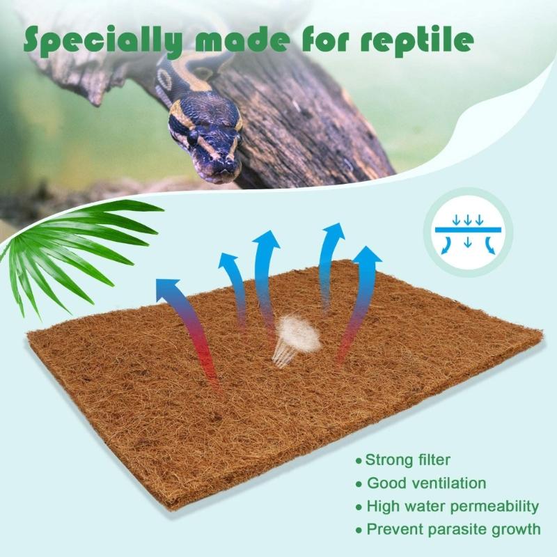 4pcs Pet Terrariums Moisturized Carpet Coconut Fiber Substrate Liner For Snake And Geckos Healthy Habitats Accessory