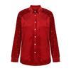 Haut chemise ample à manches longues en velours avec empiècements à paillettes pour femme - Automne