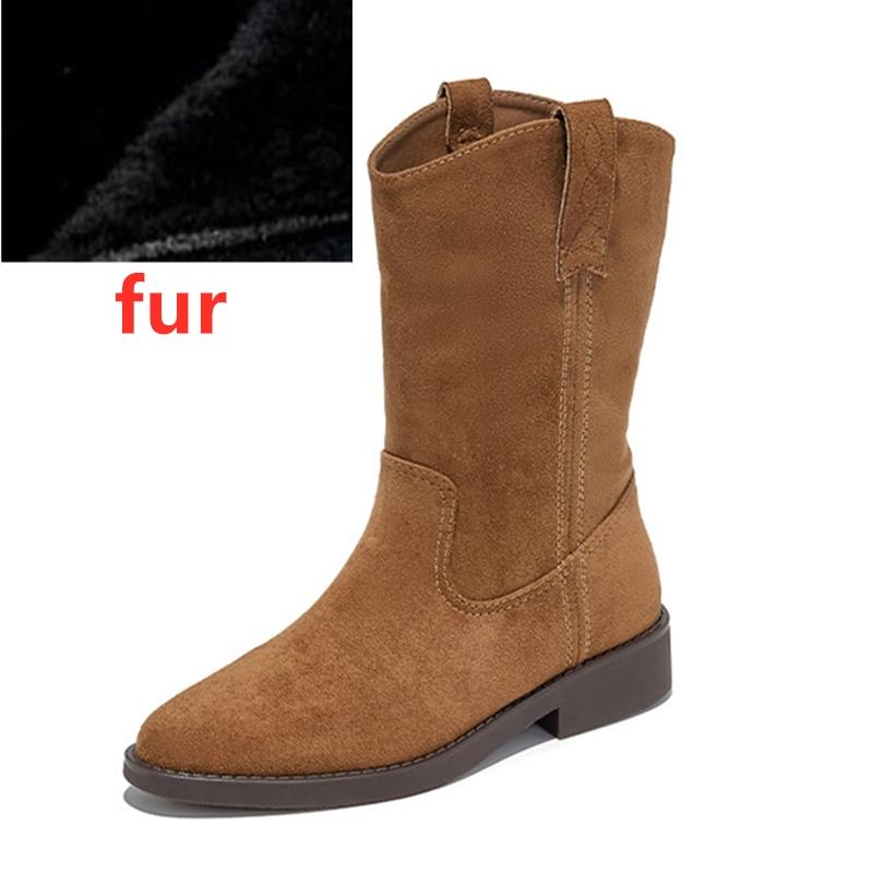 Moda 2025 Nowe Damskie Kowbojki Antypoślizgowe Plisowane Do Połowy Łydki Damskie Botki Duży Rozmiar Modne damskie Botki Biker