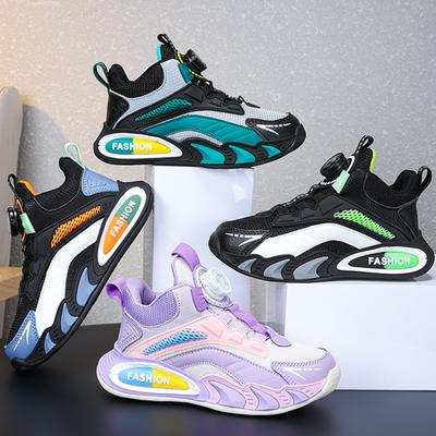 İlkbahar/Sonbahar Çocuk Spor Ayakkabıları Kız Çocuk Spor Ayakkabıları Moda Erkek Çocuk Spor Ayakkabıları Döndürmeli Düğme Kalın Tabanlı Kız Çocuk Spor Ayakkabıları