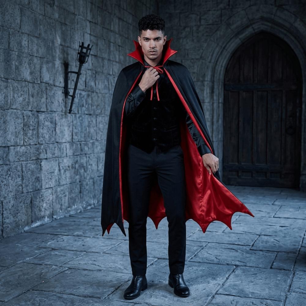 Washable Durable Gothic Costume Cape Stand-up Collar Witch Cape Halloween Hooded Cloak Ladies
