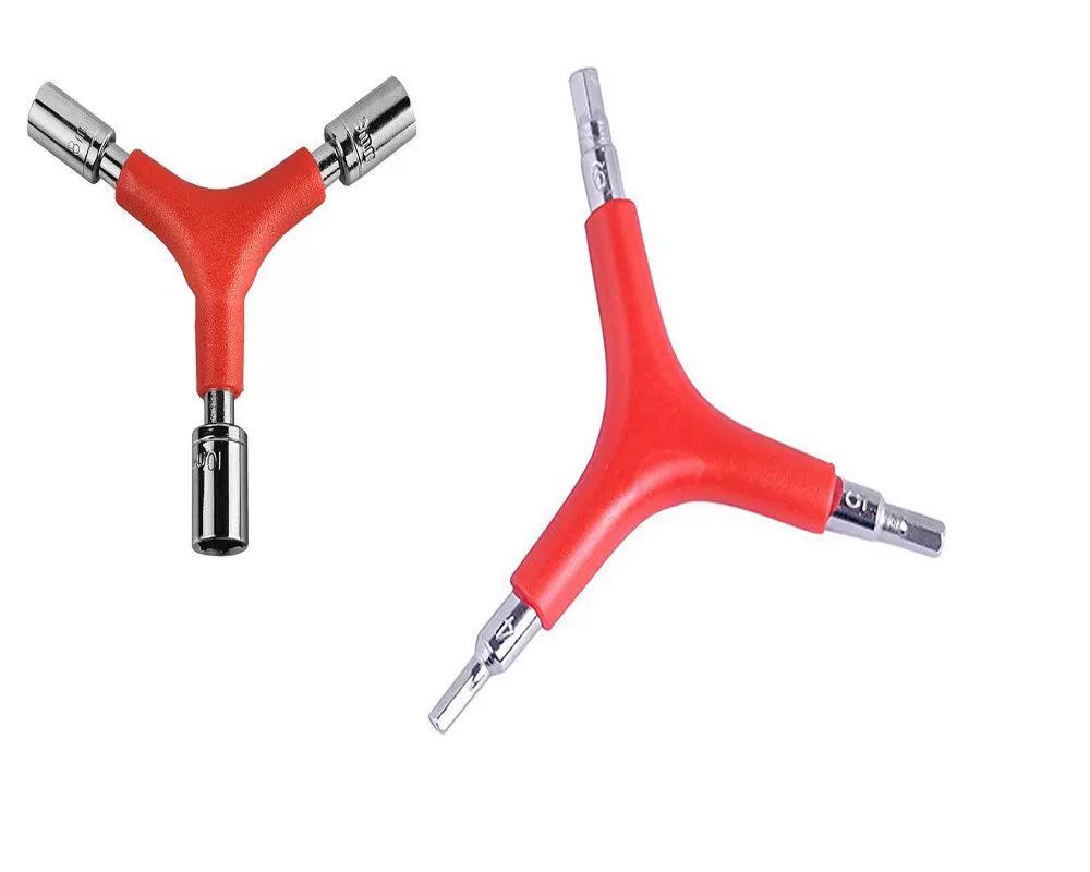 3-in-1 Y-shaped Wrench Socket Set: 8mm, 9mm, 10mm, M5, M6 Nut Quick Release for FPV Drone Prop Disassembly 3-in-1 Hex Wrench красный