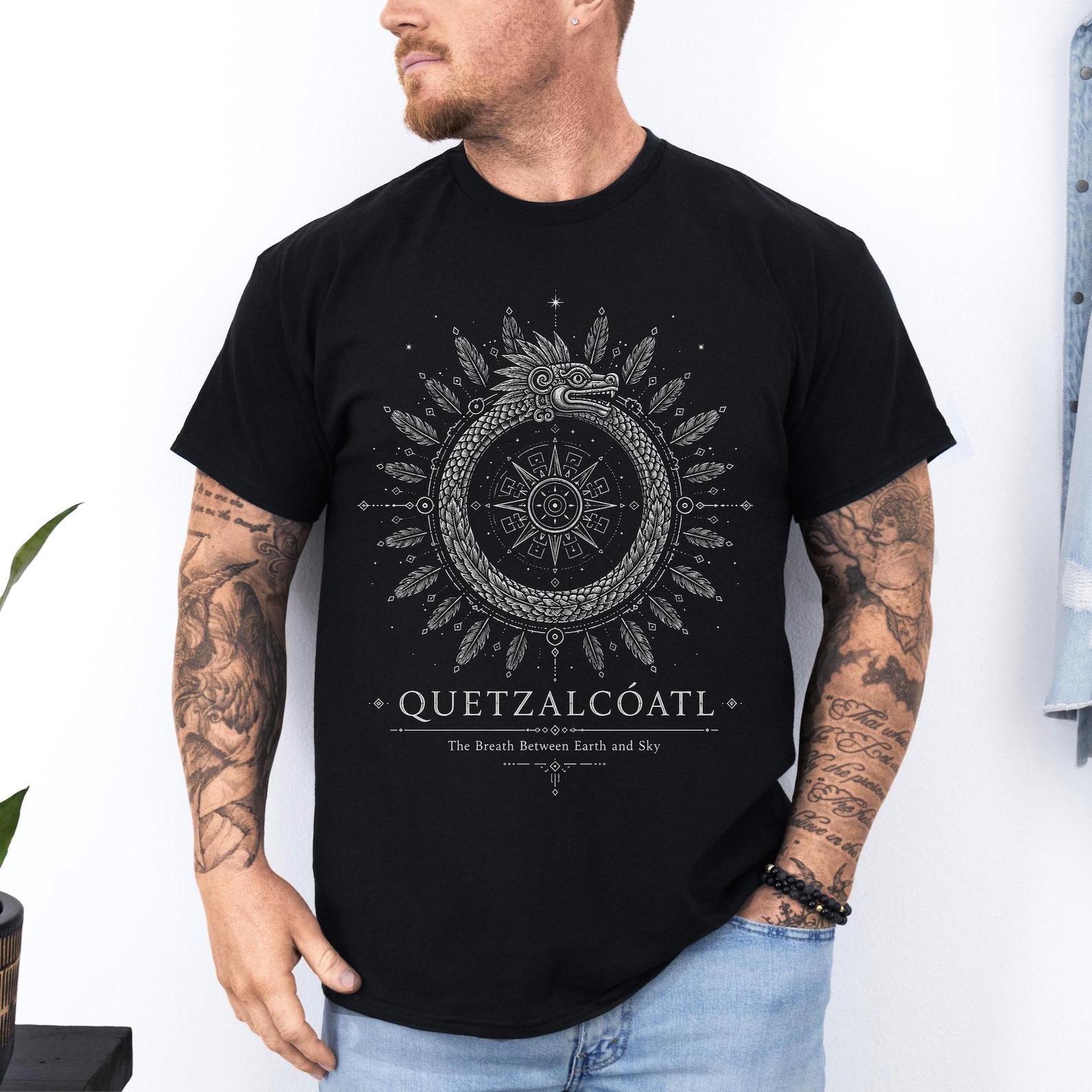 Quetzalcoatl Feathered Serpent Shirt: Aztec God Tee | Mesoamerican Mythology T Shirt | Ancient Mexico Unisex Graphic Tee 3XL