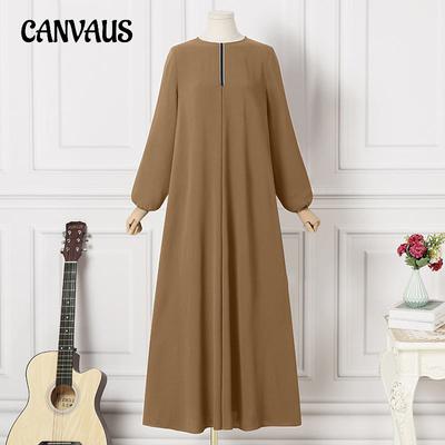Spring and Autumn Dresses Muslim Dress Plus Size Women's Dress Fashion Loose Long Sleeve Round Neck Long Gown Dresses