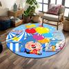 Circus Clown with Heart Balloons Print Round Rug, Living Room, Bedroom, Playroom Carpet, Non Slip Floor Mat, Gift
