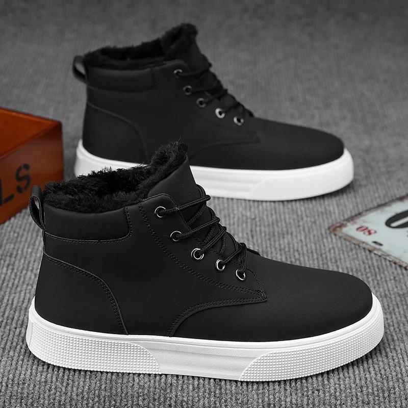 Men's Boots Winter Plush Warm Snow Boots Quality Waterproof Leather Boot Winter High-top Sneakers Casual Ankle Boot Botas Hombre