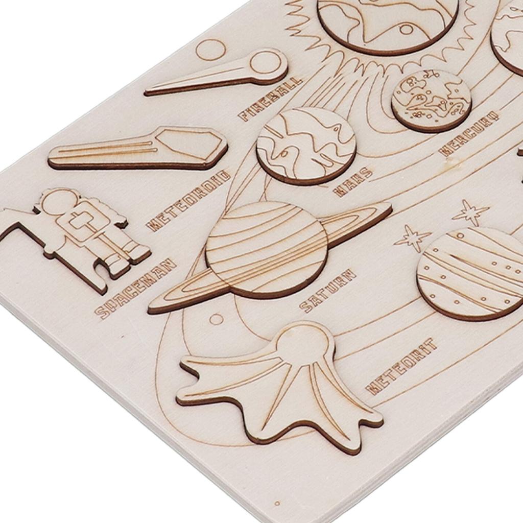 Wooden Solar System Assembling Matching Toy Astronomy Science Educational   Toy for Kids