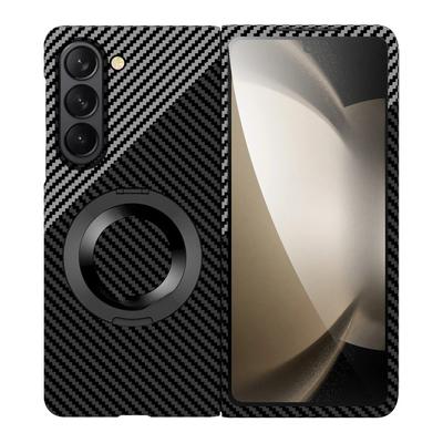 Funda Magnética de Plástico con Fibra para Samsung Galaxy Z Fold 7 6 5 4 Soporte Giratorio Cubierta de Carga Inalámbrica No Hecha de Carbono Real