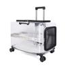 Pet Carrier with Wheels Transparent Suitcase Hard-Sided Cats, Small