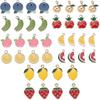 FASHEWELRY 40Pcs Alloy Fruit Theme Enamel Charms 10 Styles Cute Orange Peach Blueberry Strawberry Dangle Pendants Light Gold Plated for Jewelry