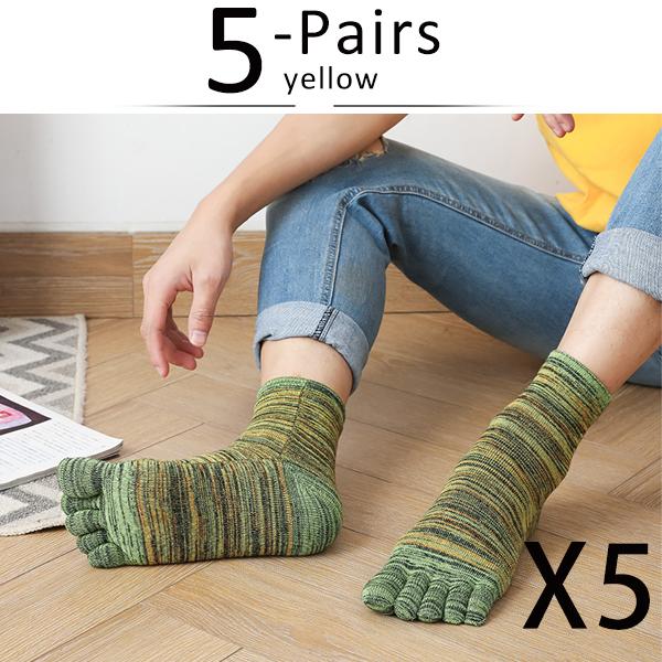5 Pairs Cotton Happy Socks With Toes Colorful Young, Casual, Fashion Soft Elastic Five Finger Socks Street Fashion Sokken