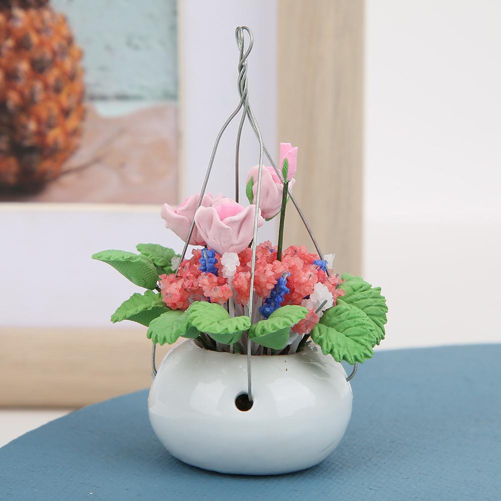 1:12 Doll House Miniature Drawing Room Garden Potting Decor Dollhouse Decoration AccessoriesHanging Potted Flower