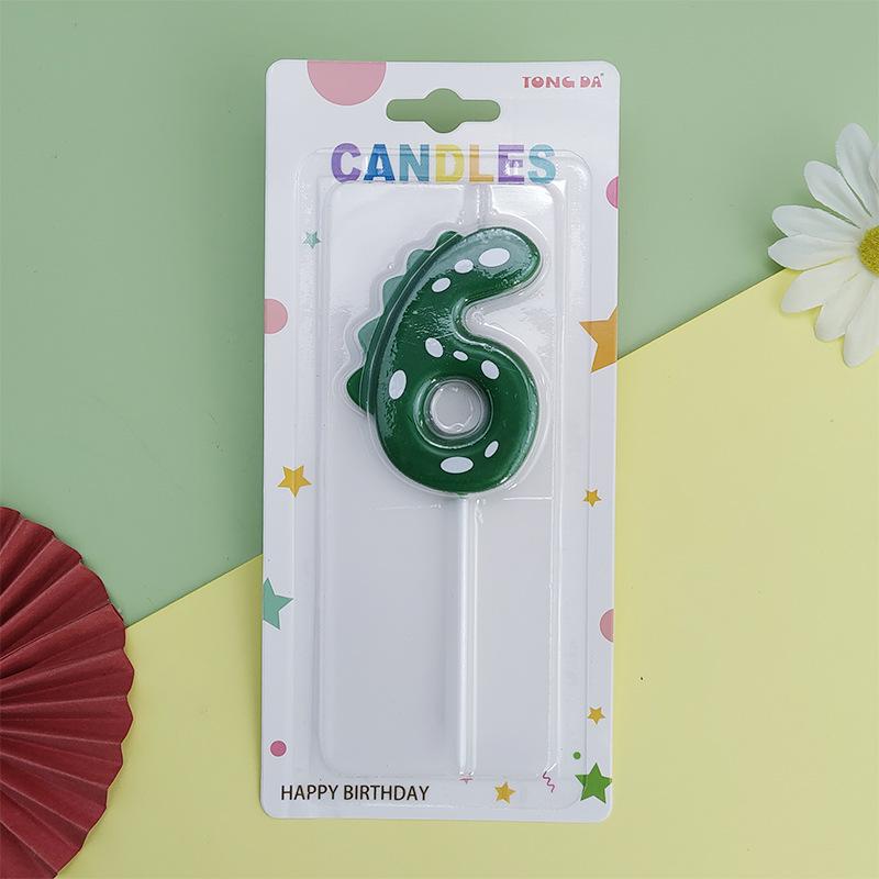 Colorful Dinosaur Number Birthday Candles for Kids' Party Cake Decorations