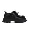 Retro lace-up round head jk black wind small leather shoes women's single shoes new women's shoes thick sole