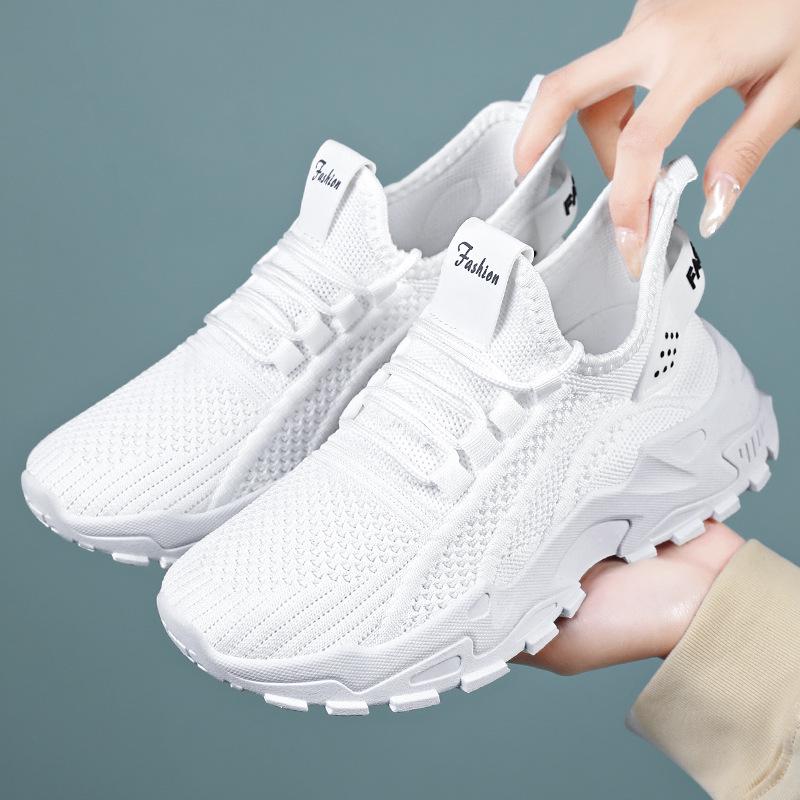 Women's Plus Size Breathable Flyknit Sneakers - Lightweight Mesh, Low-Cut, Comfortable Style 43