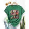 Printed Fashion Retro Style Women's Spring, Summer and Autumn Casual Sports Style Tops Round Neck Short-sleeved T-shirts