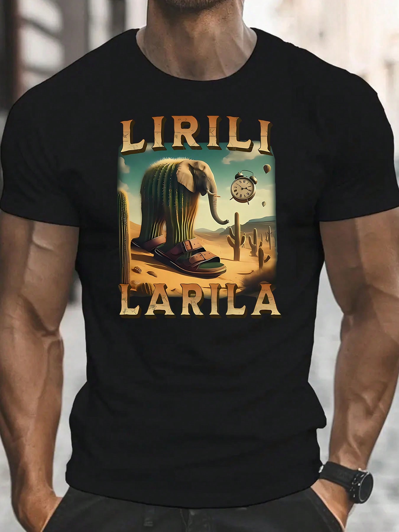 

Lirili Larila Funny Elephant T shirt Elephant Cactus T shirt Bizarre And Funny T shirt Trendy T shirt Mens top Gift T shirt 4XL