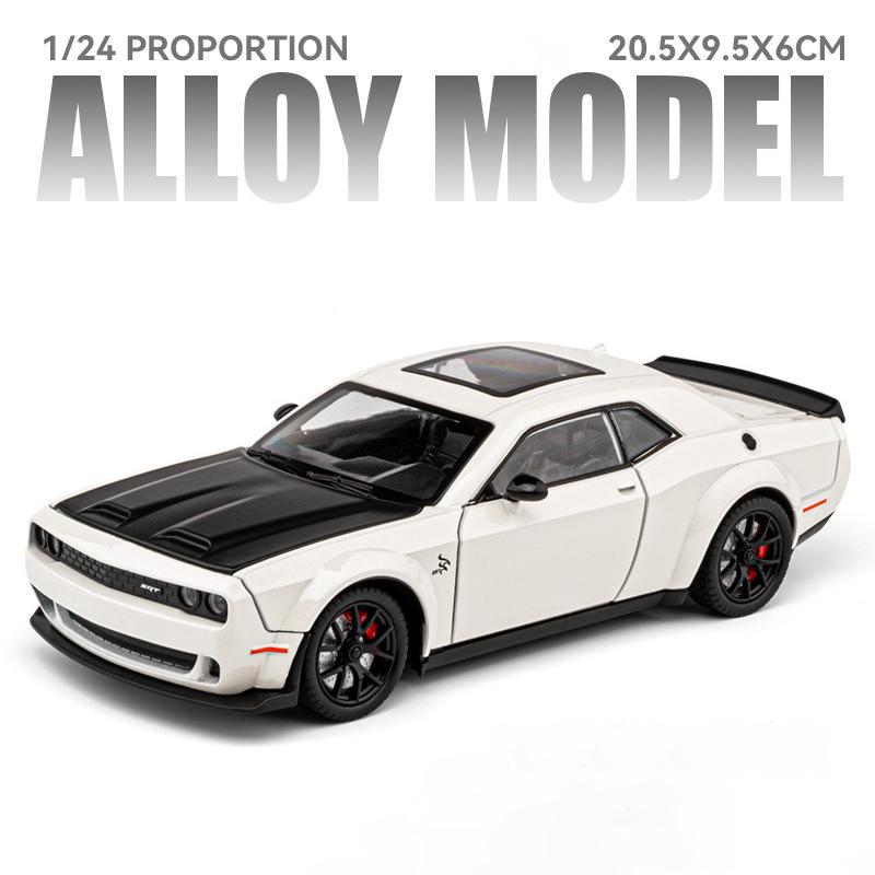 1/24 Dodge Challenger Hellcat Redeye Alloy Muscle Car Model Sound and Light Pull Back Children's Toy Collectibles Birthday Gift