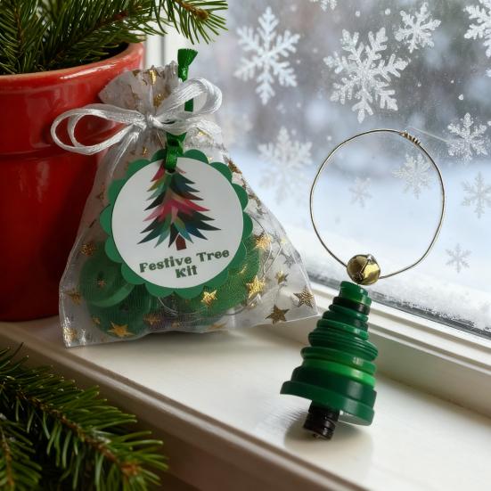 DIY Christmas Button Ornament Making Set Stacked Button Craft Kits Christmas Tree/Santa/Snowman/Angel Hanging Decoration