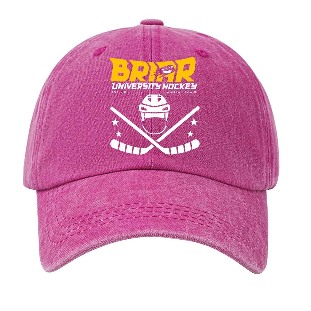 Washed Cotton Baseball Cap Vintage Soft Top Denim Hat Adjustable Strap Printed Design College League Sports Style Unstructured Fit