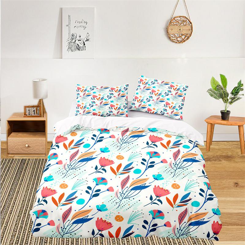 Soft Floral Bedding Set For Kids Girls Adults Leaves Flowers Branch Print Duvet Cover Set Quilt Cover Pillowcases Bedroom Decor