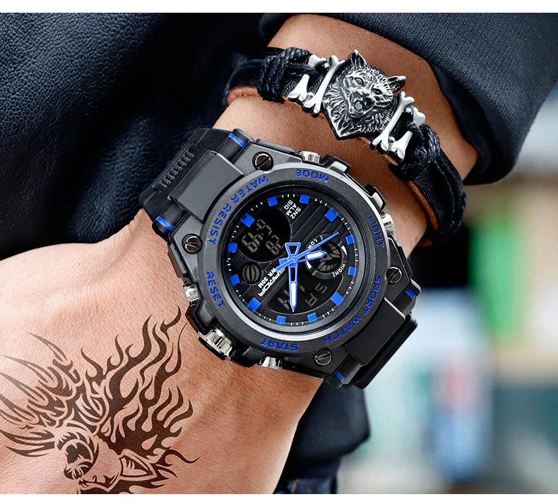 Sanda Men's Multifunctional Dual Display Luminous Waterproof Sports Watch for Teens