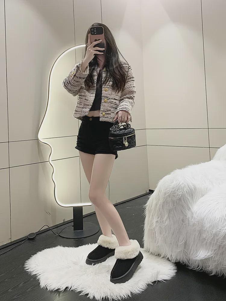 Women's 2023 Thick-Soled Warm Snow Boots with Fur - Comfortable One-Piece Casual Winter Footwear