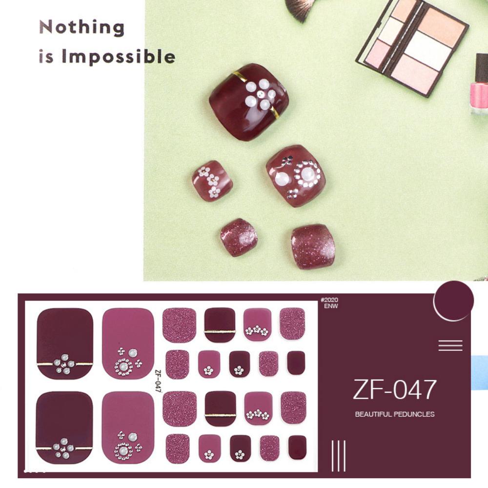 Foot nail three-dimensional sticker 3D imitation drill foot nail nail patch waterproof foot nail sticker full sticker