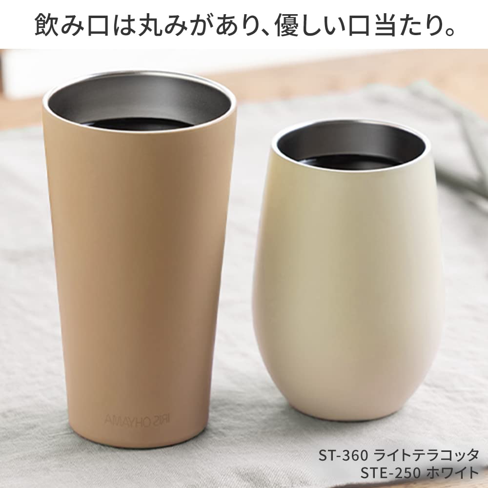 [Perfect Gift] Iris Ohyama Stainless Steel Tumbler, 250ml, Vacuum Insulated, Keeps Drinks At the Perfect Temperature, Gray, STE-250