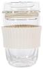 POKETLE Glass Tumbler with Lid, 220ml, Double-Walled, Heat-Resistant, Dishwasher-Safe, BPA-Free, Vidro 220, Ivory