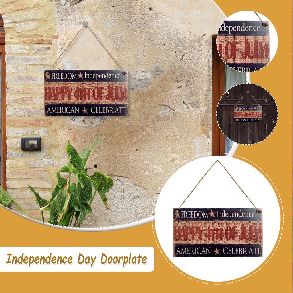 America Independence Day Door Hanger Wooden Sign Door Wall Hanging Decorations