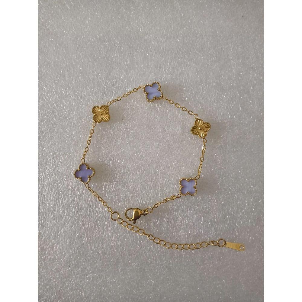 9mm Mini Version of The Lucky Four-leaf Clover Bracelet Double-sided Mother-of-pearl Radium Flower 18K Hundred Fashion Bracelet