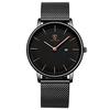 BEN NEVIS Men's Watch, Simple, Stylish, Slim, Casual Design, Date Display, Waterproof, Analog Quartz Movement, Mesh Band, Black