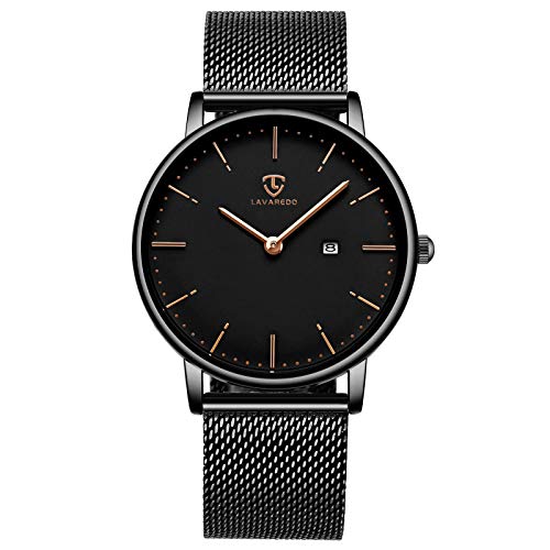 BEN NEVIS Men's Watch, Simple, Stylish, Slim, Casual Design, Date Display, Waterproof, Analog Quartz Movement, Mesh Band, Black