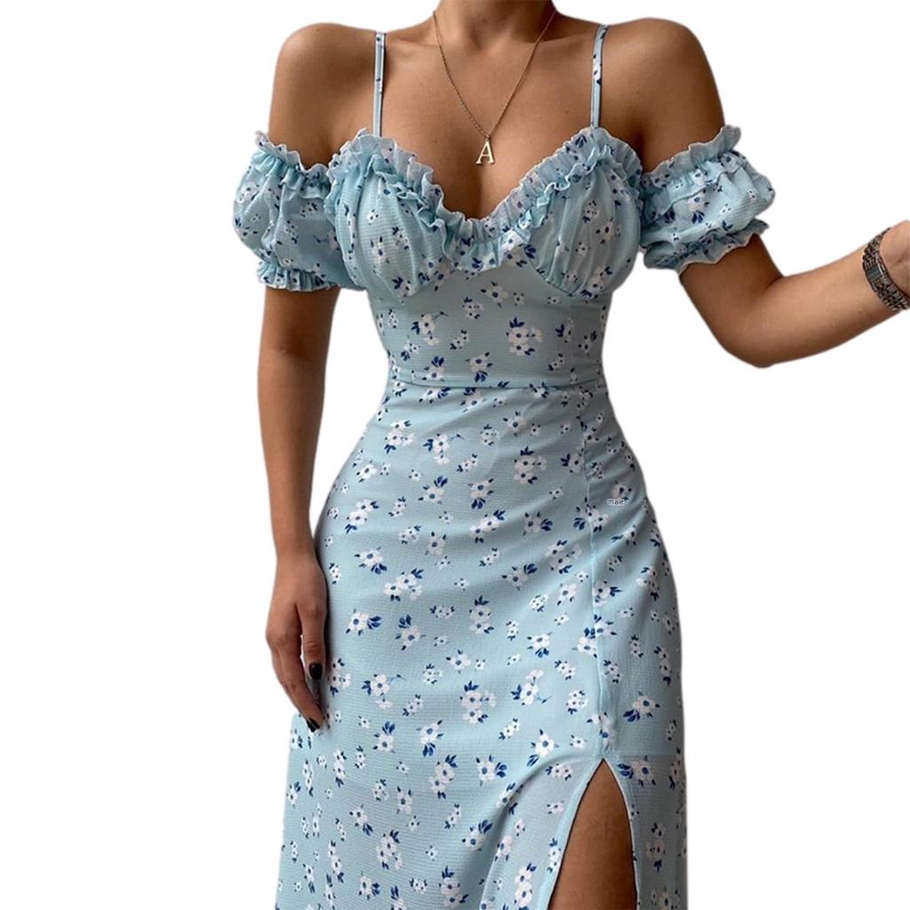 Women's Floral French Midi Dress: Sexy Slim Fit with Adjustable Straps, Available In 5 Colors and Sizes.