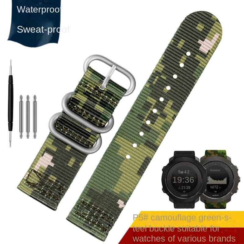 Bracelet de montre en nylon ultra fin doux respirant Grande taille 22 mm 23 24 mm 26 mm Vert armée bleu camouflage Bracelet pour poignet d'homme