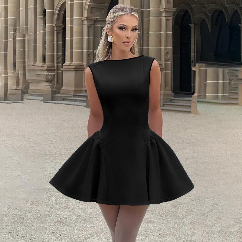 Fall Short Dress Socialite Style Sexy Slim Base Backless A Swing Dress