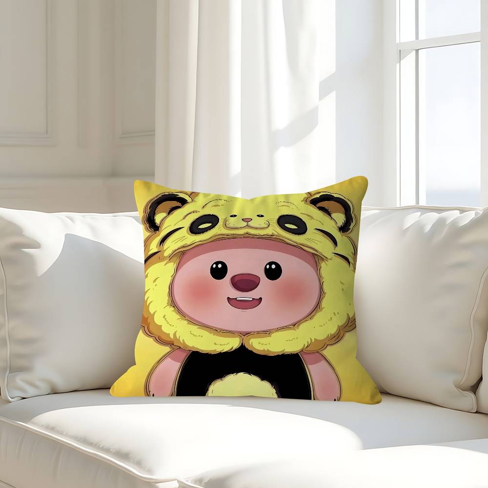 P-Pororos Cute L-Loopy Pillow Case Removable Washable Cushion Cover – All-Season Soft Linen