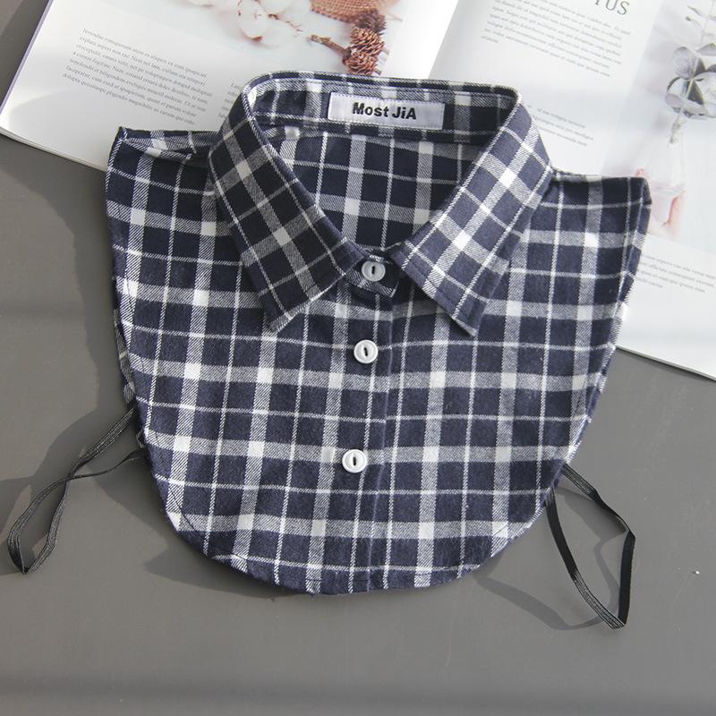 Plaid Fake Collar Shirt Children Print Collares Mujer Cotton Detachable Collar Choker Kids Boys Girls Removable Half Shirt