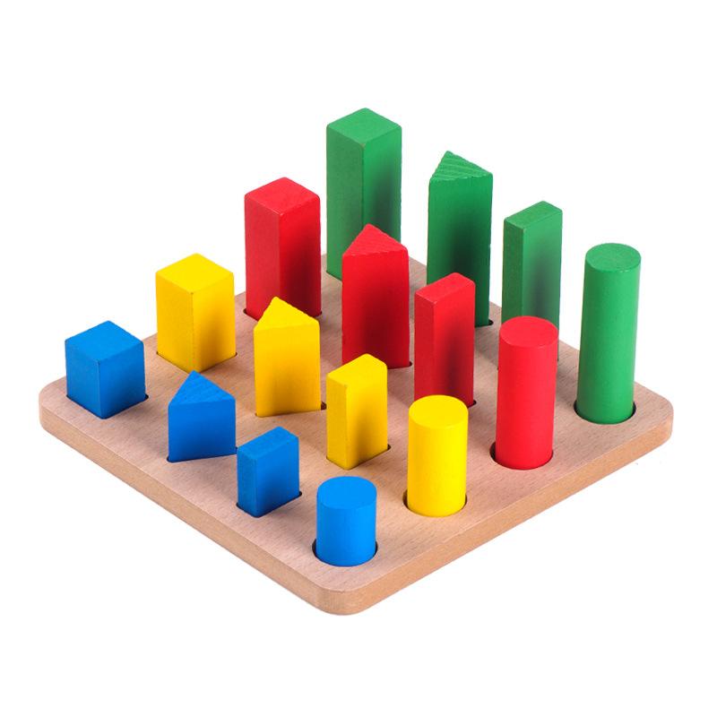 Children color shape classification building block coin box color stick shape matching game wooden teaching aids